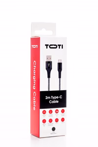 SEEK TOTI USB A to Type-C, 2m Braided Cable 2A, Black/Space grey