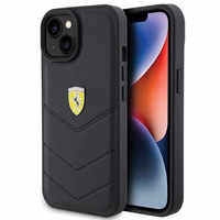 Ferrari Quilted Metal Logo ümbris jaoks iPhone 15 - must
