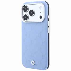 BMW Sign Deboss Quilted Metal Logo ümbris seadmele iPhone 18 Pro Max / 17 Pro Max, MagSafe-ühilduv – sinine
