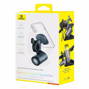Baseus PrimeTrip 2-in-1 jalgratta kinnitus, telefonitugi + taskulamp (must)