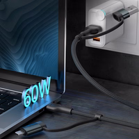 3mk Hyper Cable N-SERIES 2 in 2 USB-A / USB-C ja USB-C / Lightning 1.2m QC 3.0 9V/2A 60W - must