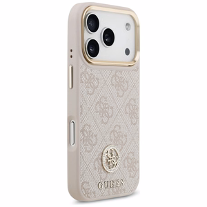 Guess 4G Strass Logo & Big Strap Metal Buttons MagSafe Ümbris jaoks iPhone 17 Pro - Roosa