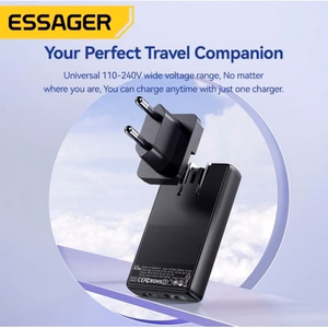Laadija Essager Ultra Thin must 65W (PD / QC3.0)
