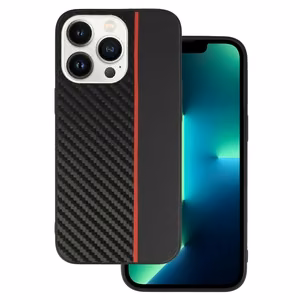 Tel Protect CARBON ümbris iPhone 13 Pro, must punase triibuga