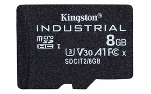 Kingston Technology 8GB microSDHC Industrial C10 A1 pSLC kaart + SD adapter
