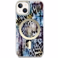 Guess Leopard MagSafe ümbris jaoks iPhone 14 - sinine