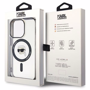 KARL LAGERFELD ümbris jaoks IPHONE 15 Pro KLHMP15LHKHNOTK (Karl Head + MAG) transaprent