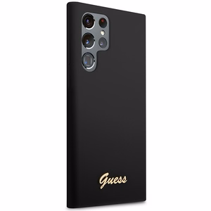 Guess GUHCS23LSLSMK S23 Ultra S918 must/must hardcase Silicone Vintage kuldne Logo