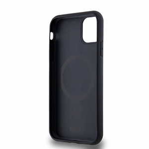 DKNY Leather Monogram Pattern Metal Logo MagSafe Ümbris jaoks iPhone 11 / Xr - Must