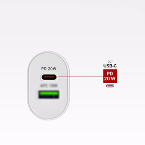 SBS TETRPD20W 20W USB-A USB-C Wall Laadija koos Power Delivery - valge