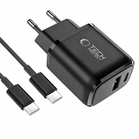 Tech-Protect NCA45W-GAN 2-portiline 45W seinalaadija USB-C kaabliga - must
