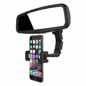 Adjustable car rearview mirror hoidja jaoks smartphone must