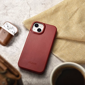 Чехол iCarer CE Oil Wax Premium Leather Folio для iPhone 14 Plus магнитный с откидной крышкой MagSafe красный