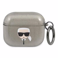 Karl Lagerfeld Glitter Karl's Head ümbris AirPods 3 jaoks - must