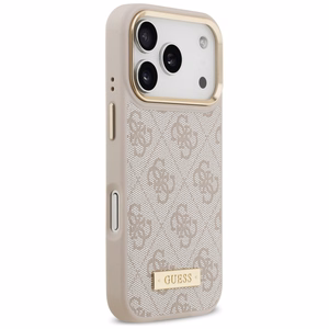 Guess 4G Logo Plate MagSafe Чехол для iPhone 17 Pro - розовый