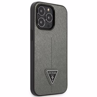 Guess Saffiano Triangle Logo ümbris jaoks iPhone 13 Pro / 13 6.1" - hõbedane