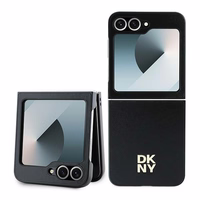 DKNY Leather Metal Stack Logo Ümbris jaoks Samsung Galaxy Z Flip 6 - Must