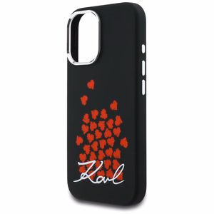 Karl Lagerfeld Silicone Heart Sign Logo MagSafe Case for iPhone 16 - Black