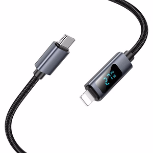 Кабель USB C to Lightning Hoco PD 27W с дисплеем 1 м X112 чёрный