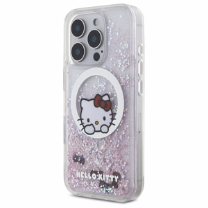 Hello Kitty Liquid Glitter Sweet Kitty Bows MagSafe iPhone 16 Pro Ümbris - Valge