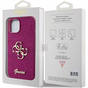 Guess Glitter Script Big 4G ümbris iPhone 15 - lilla