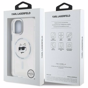 Karl Lagerfeld IML Metal Choupette Head MagSafe iPhone 12 Ümbris - valge