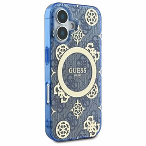 Guess IML Peony jaoks 4G Background MagSafe ümbris jaoks iPhone 16 - sinine