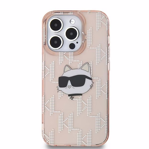 Karl Lagerfeld IML Choupette Head & Monogram ümbris jaoks iPhone 13 Pro Max - roosa