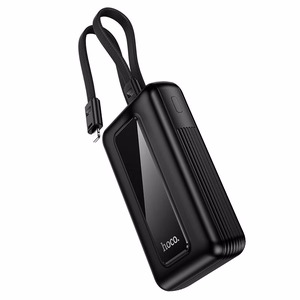 Hoco J162 akupank sisseehitatud USB-C- ja Lightning-kaablitega, 10000 mAh, QC, PD, 22,5 W, must