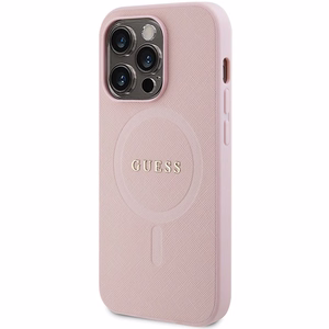 Guess GUHMP14LPSAHMCP case for iPhone 14 Pro - pink Saffiano MagSafe