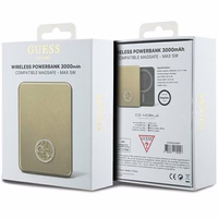Guess MagSafe 4G Strassed Metal Logo induktsiooniga elektripank 5W 3000mAh - kuldne