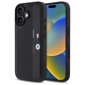 BMW M Perforated Tricolor Detail Line iPhone 16 Ümbris - must