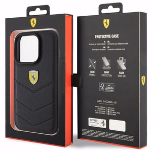 Ferrari Quilted Metal Logo ümbris jaoks iPhone 15 Pro - must