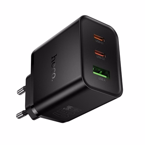 telefoni laadija Hoco 2x USB C + USB A QC3.0 PD 3A 65W N75 must