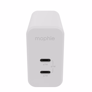mophie сетевой адаптер USB-C PD DUAL 67W GaN EU (2xUSBC), белый