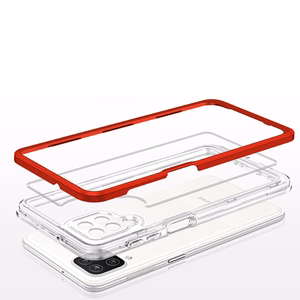 Clear 3in1 Case for Samsung Galaxy A22 4G Frame Gel Cover Red