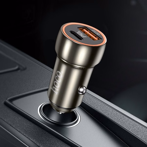 Автомобильное зарядное устройство Hoco USB A + USB C PD QC3.0 3A 20W Z46A металл серое