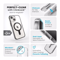 Speck Presidio Perfect-Clear ClickLock & MagSafe - iPhone 17e / 16e / 15 / 14 / 13 ümbris (Clear / Frosted must / Slate hall)