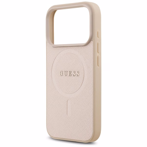 Guess Saffiano Classic Logo MagSafe Ümbris jaoks iPhone 17 Pro - Roosa