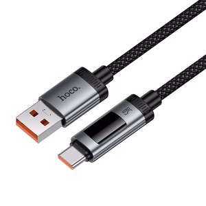 Кабель для передачи данных с цифровым дисплеем USB A to USB C Hoco PD 6A 100W 1,2 m U148 черный