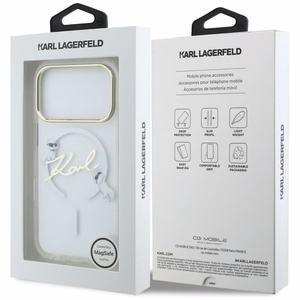Karl Lagerfeld IML Choupettes Karl Script Logo MagSafe Ümbris for iPhone 17 Pro Max - Clear