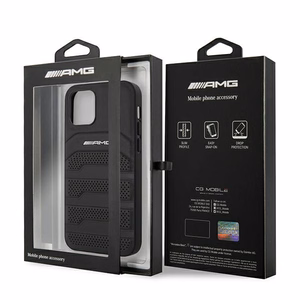 AMG Кожаный чехол Debossed Lines для iPhone 12 mini - чёрный