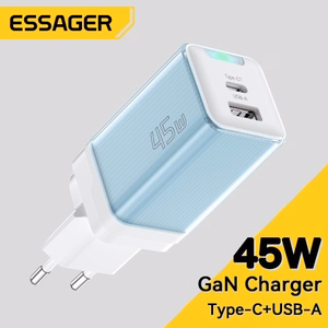 Laadija Essager Zhiqi GaN Helesinine 45W (PD / QC3.0)