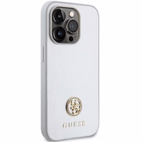 Guess Strass Metal Logo ümbris jaoks iPhone 15 Pro - hõbedane