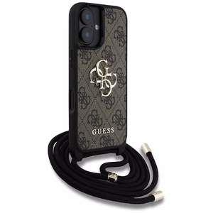 Guess 4G Big Logo Cord Stap Crossbody Case for iPhone 16 Brown