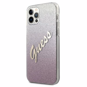 Guess GUHCP12LPCUGLSPI iPhone 12 Pro Max 6.7" roosa/roosa kõvakott Glitter Gradient Script