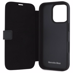 Mercedes MB Waves Leather Ümbris jaoks iPhone 16 Pro Max - must