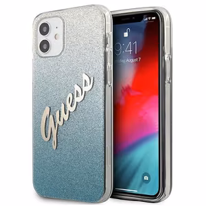 Guess GUHCP12SPCUGLSBL iPhone 12 mini 5.4" sinine/sinine kõvakaaneline Glitter Gradient Script korpus
