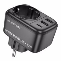 Borofone seinalaadija BAC14 Wide - 2xUSB + Type C + pistikupesa - 12W must