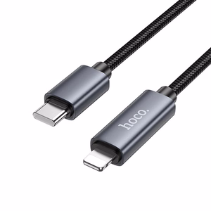 Кабель USB C to Lightning Hoco PD 27W с дисплеем 1 м X112 чёрный